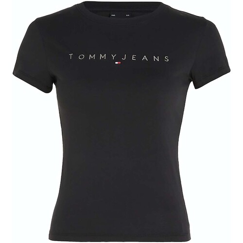 Textiel Dames T-shirts korte mouwen Tommy Jeans Tjw Slim Tonal Linea Zwart