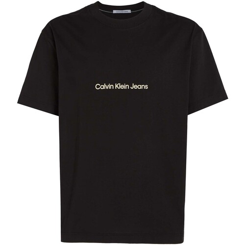 Textiel Heren T-shirts korte mouwen Ck Jeans Square Frequency Log Zwart