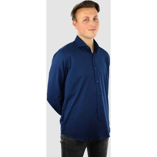 Textiel Heren Overhemden lange mouwen Vercate Strijkvrij Overhemd - Navy Bamboe Marine