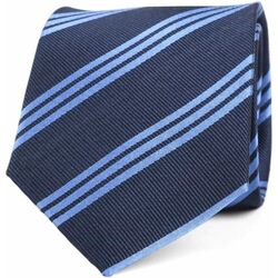 Textiel Heren Stropdassen en accessoires Suitable Stropdas Zijde Navy Blauw Strepen Blauw