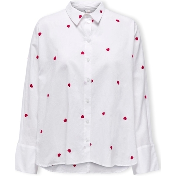 Only New Lina Grace Shirt L/S - Bright White/Heart Wit