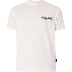 Textiel Heren T-shirts korte mouwen Napapijri Grafisch T-shirt met Martre-rug Wit