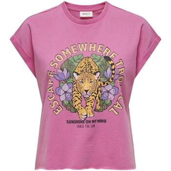 Textiel Dames T-shirts korte mouwen Only  Roze