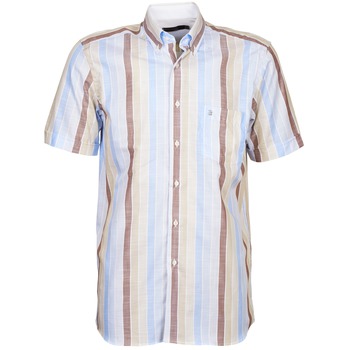 Textiel Heren Overhemden korte mouwen Pierre Cardin 539936240-130 Blauw / Beige / Bruin