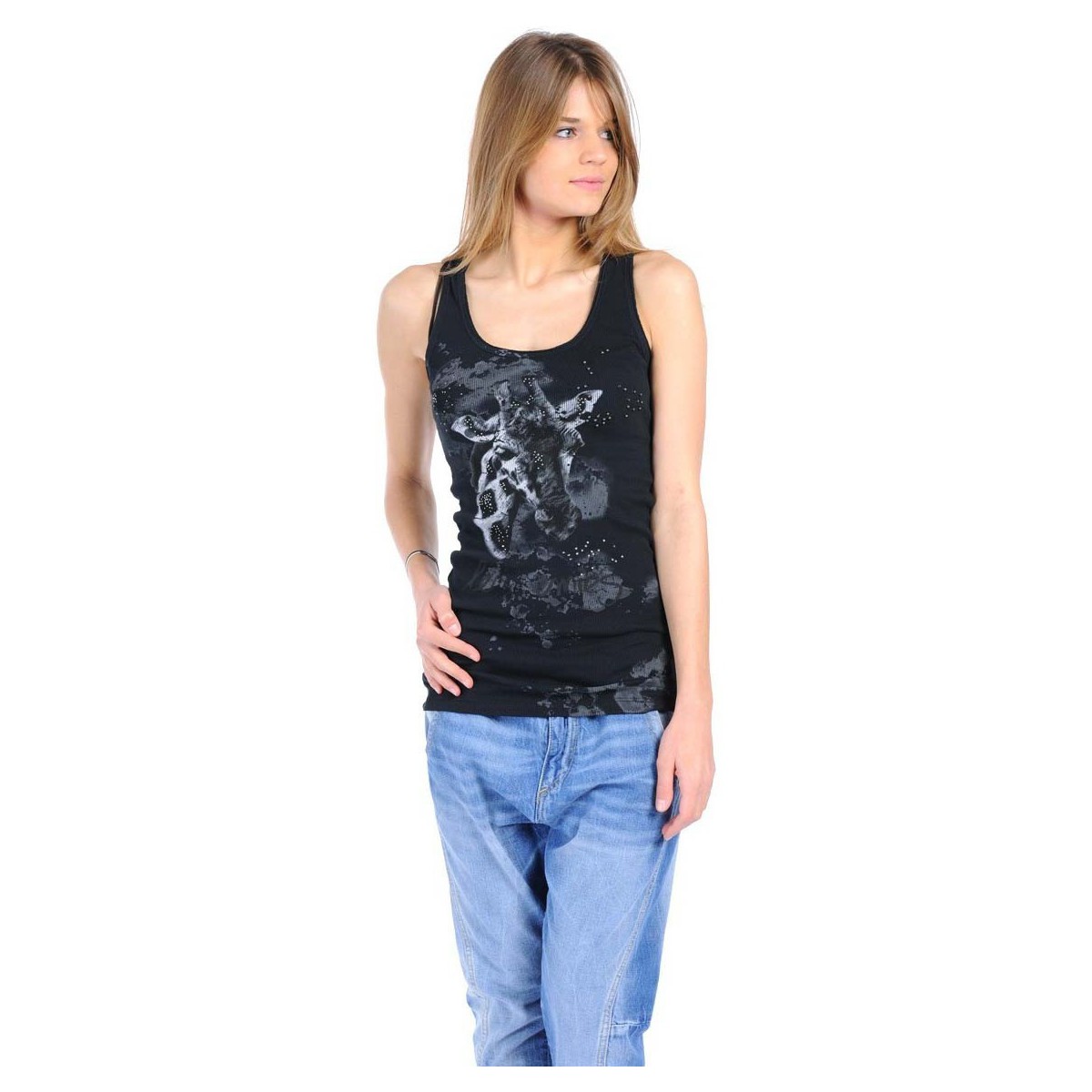 Textiel Dames T-shirts korte mouwen Rich & Royal T-shirt 11q436 Noir Zwart