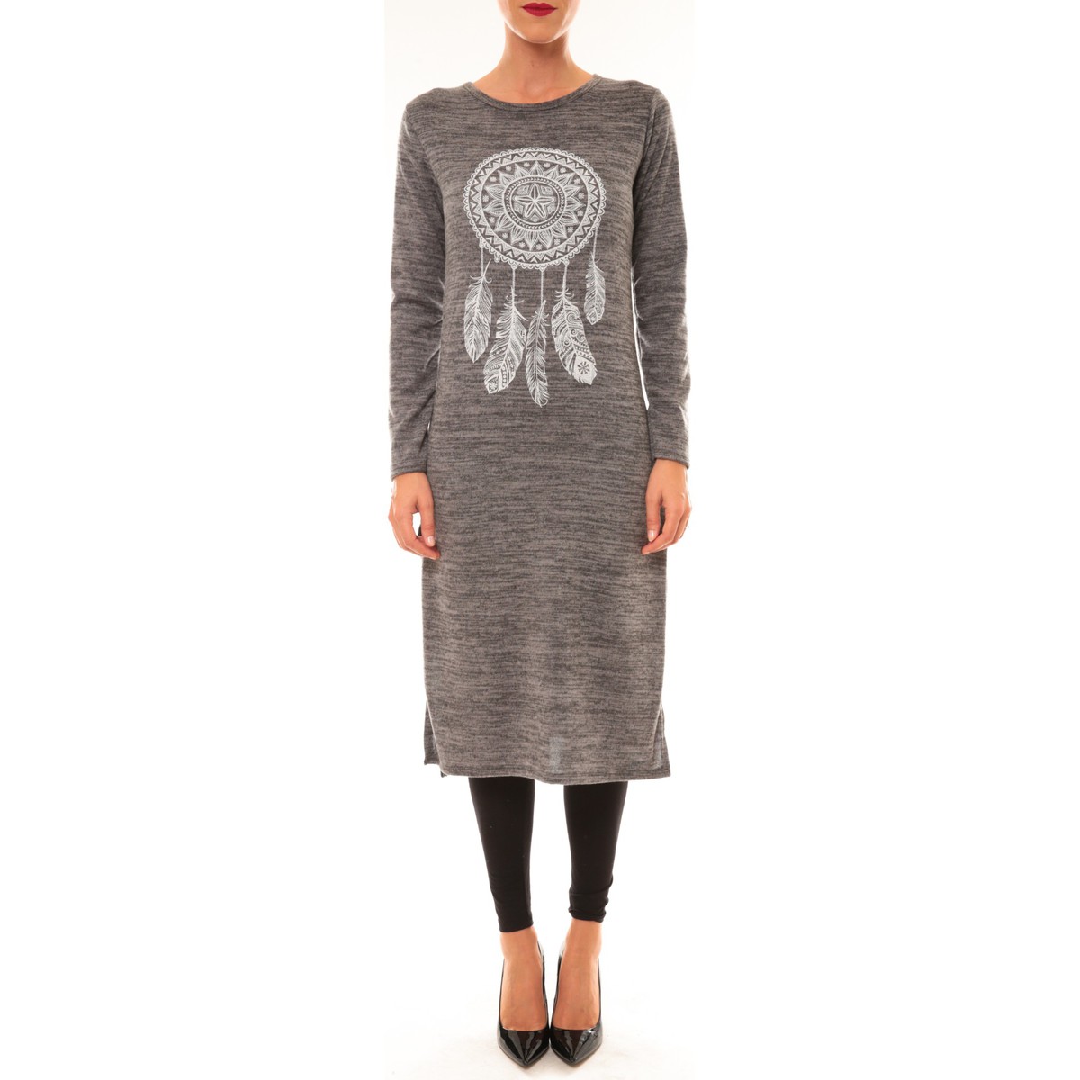 Textiel Dames Jurken By La Vitrine Robe Plume gris Grijs
