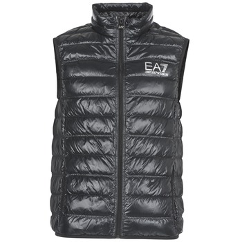 Emporio Armani EA7 Black feather vest with silver logo , Zwart, Heren online kopen