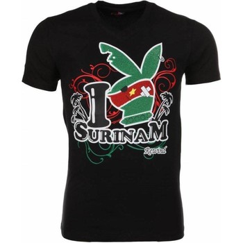 Textiel Heren T-shirts korte mouwen Local Fanatic I Love Suriname Zwart