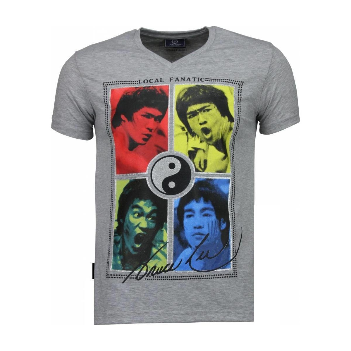 Textiel Heren T-shirts korte mouwen Local Fanatic Bruce Lee Ying Yang Grijs