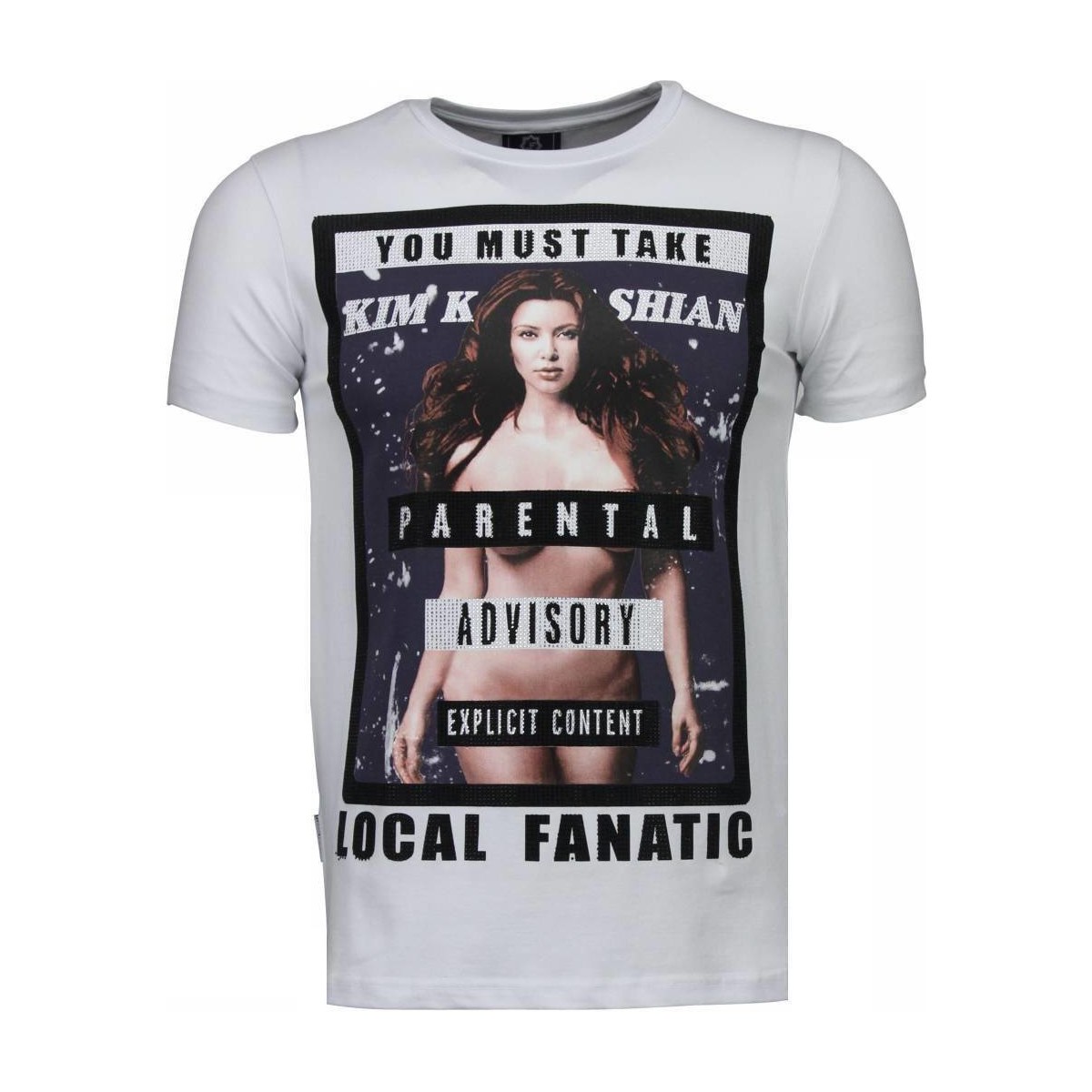 Textiel Heren T-shirts korte mouwen Local Fanatic Kim Kardashian Rhinestone Wit