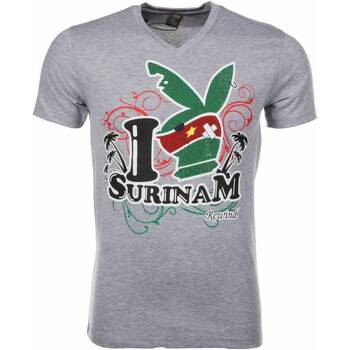 Textiel Heren T-shirts korte mouwen Local Fanatic I Love Suriname Grijs