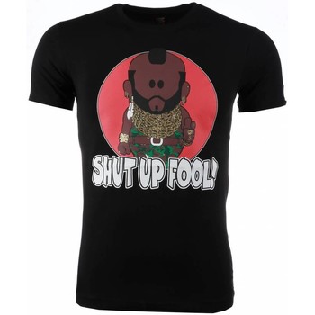 Textiel Heren T-shirts korte mouwen Local Fanatic Ateam Mr.T Shut Up Fool Print Zwart