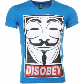 Textiel Heren T-shirts korte mouwen Local Fanatic Anonymous Disobey Print Blauw