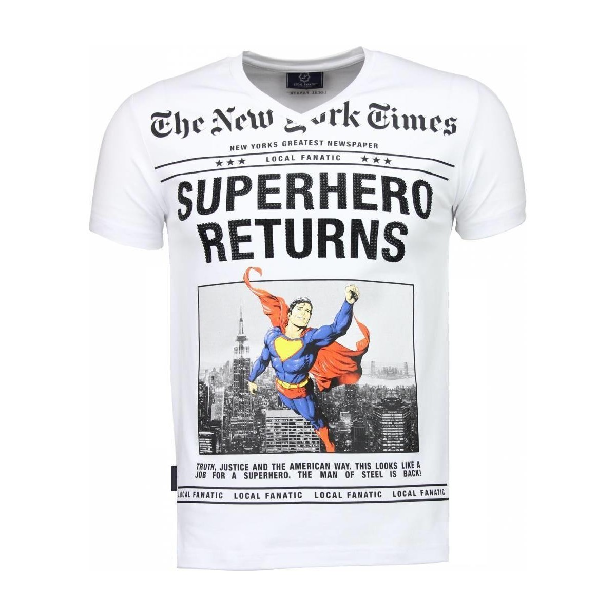 Textiel Heren T-shirts korte mouwen Local Fanatic SuperHero Returns Wit