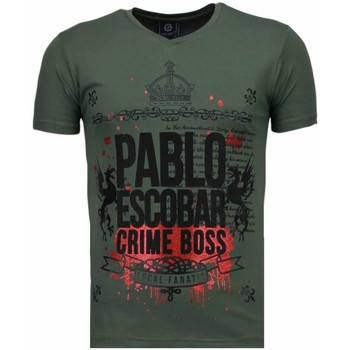 Textiel Heren T-shirts korte mouwen Local Fanatic Pablo Escobar Boss Rhinestone Groen