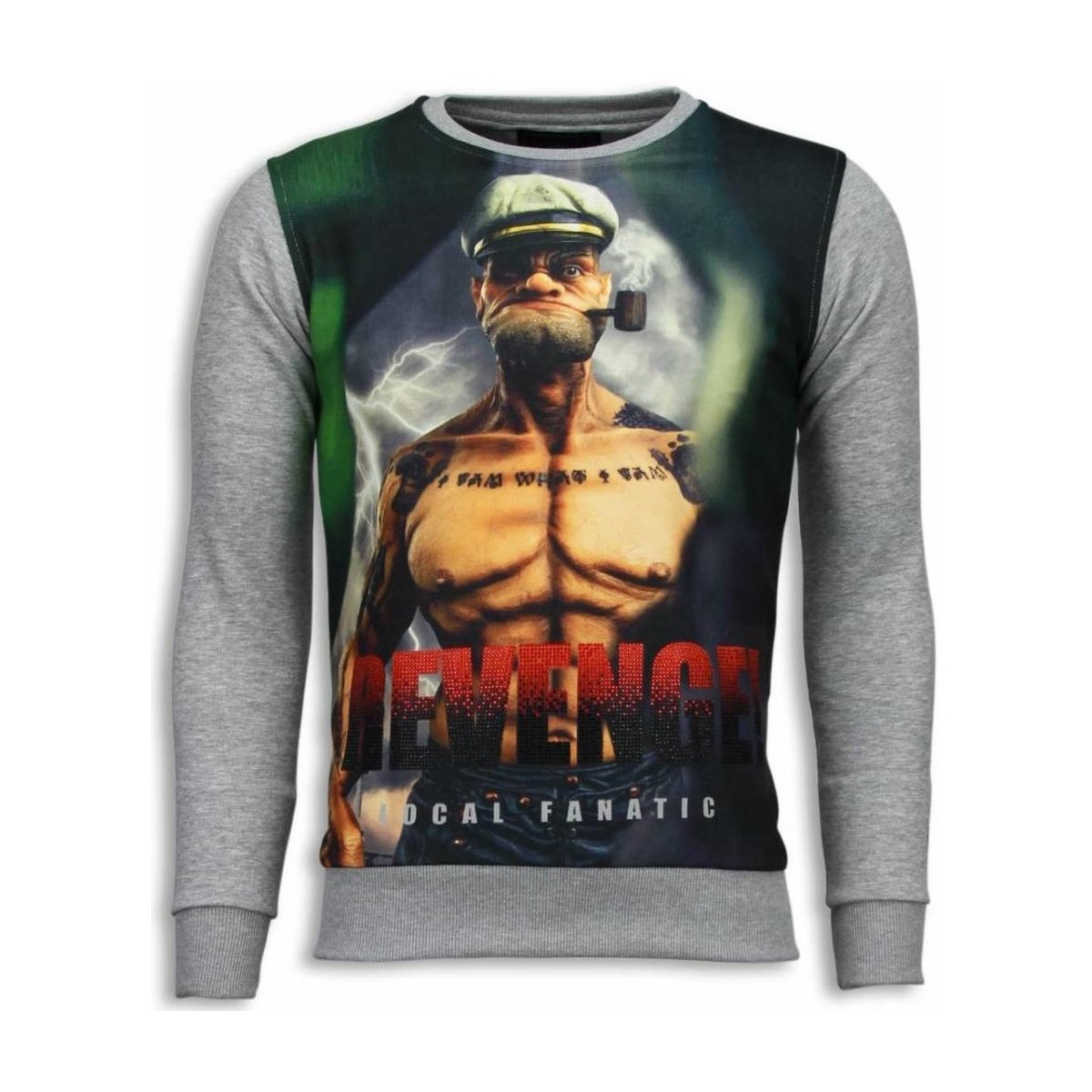 Textiel Heren Sweaters / Sweatshirts Local Fanatic Popeye Revenge Digital Rhinestone Grijs