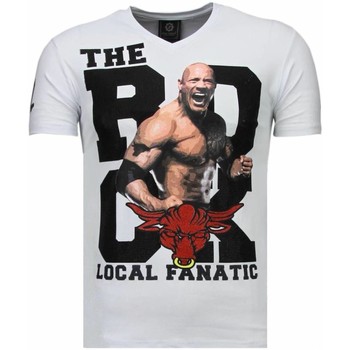 Textiel Heren T-shirts korte mouwen Local Fanatic The Rock Rhinestone Wit