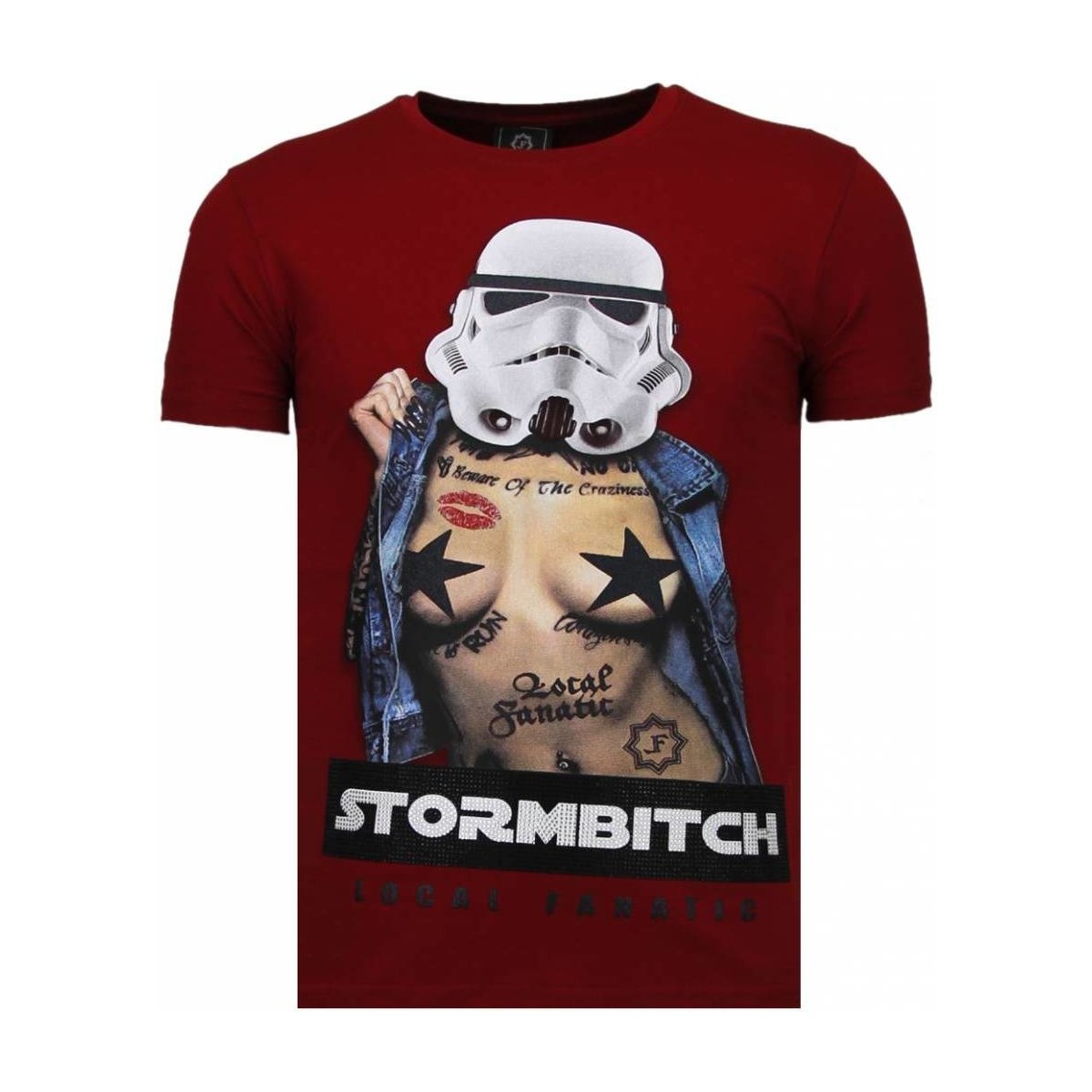 Textiel Heren T-shirts korte mouwen Local Fanatic Stormbitch Rhinestone Rood
