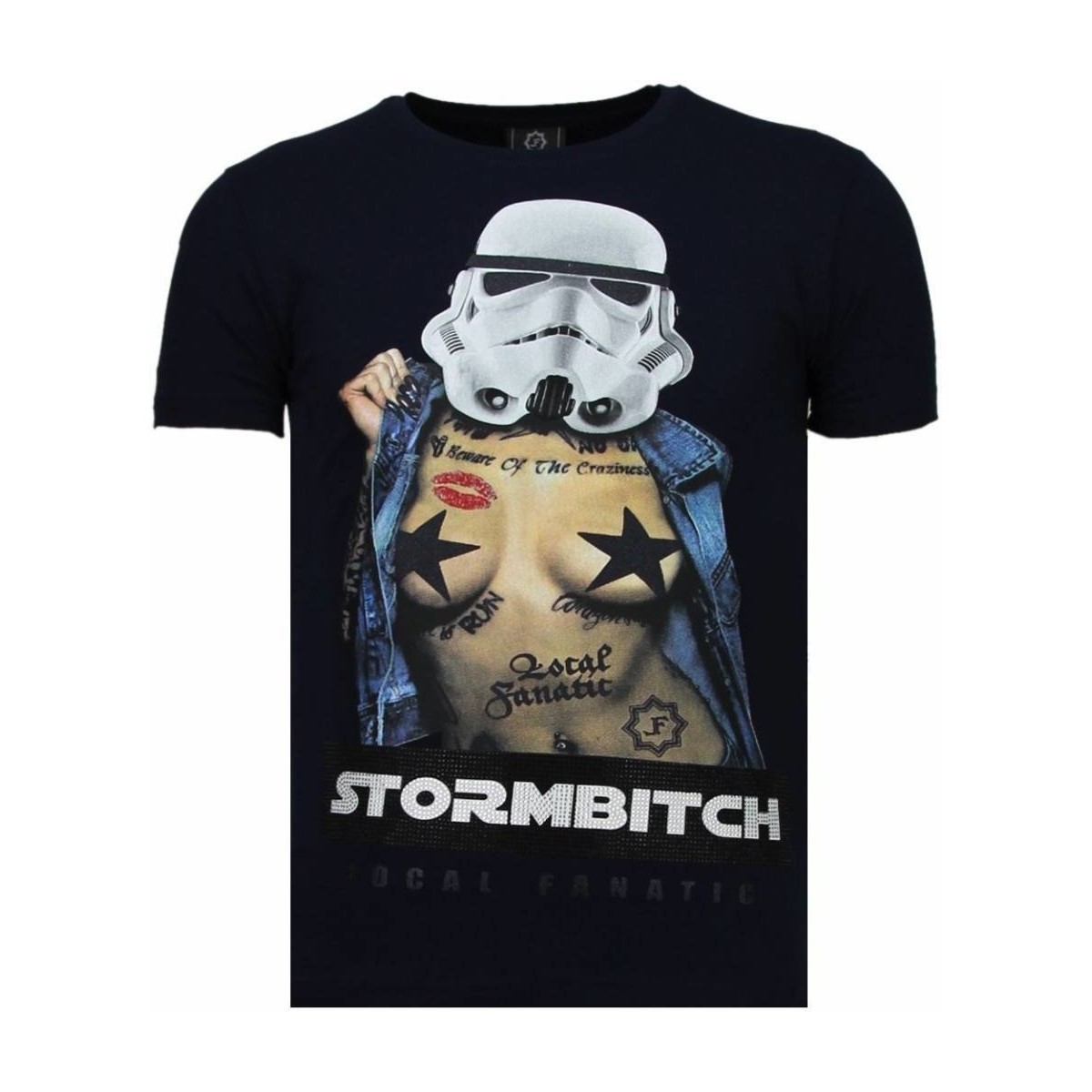 Textiel Heren T-shirts korte mouwen Local Fanatic Stormbitch Rhinestone Blauw