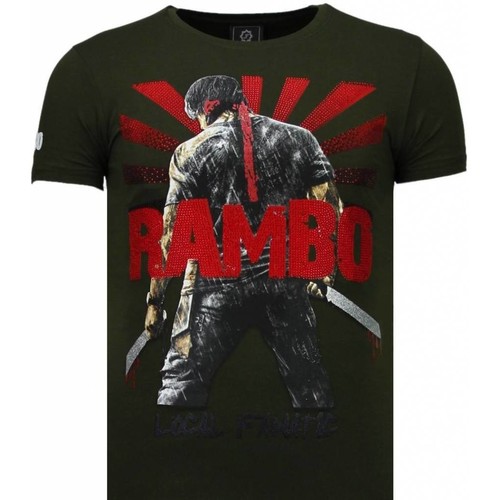Textiel Heren T-shirts korte mouwen Local Fanatic Rambo Shine Rhinestone Groen