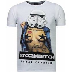 Textiel Heren T-shirts korte mouwen Local Fanatic Stormbitch Rhinestone Wit