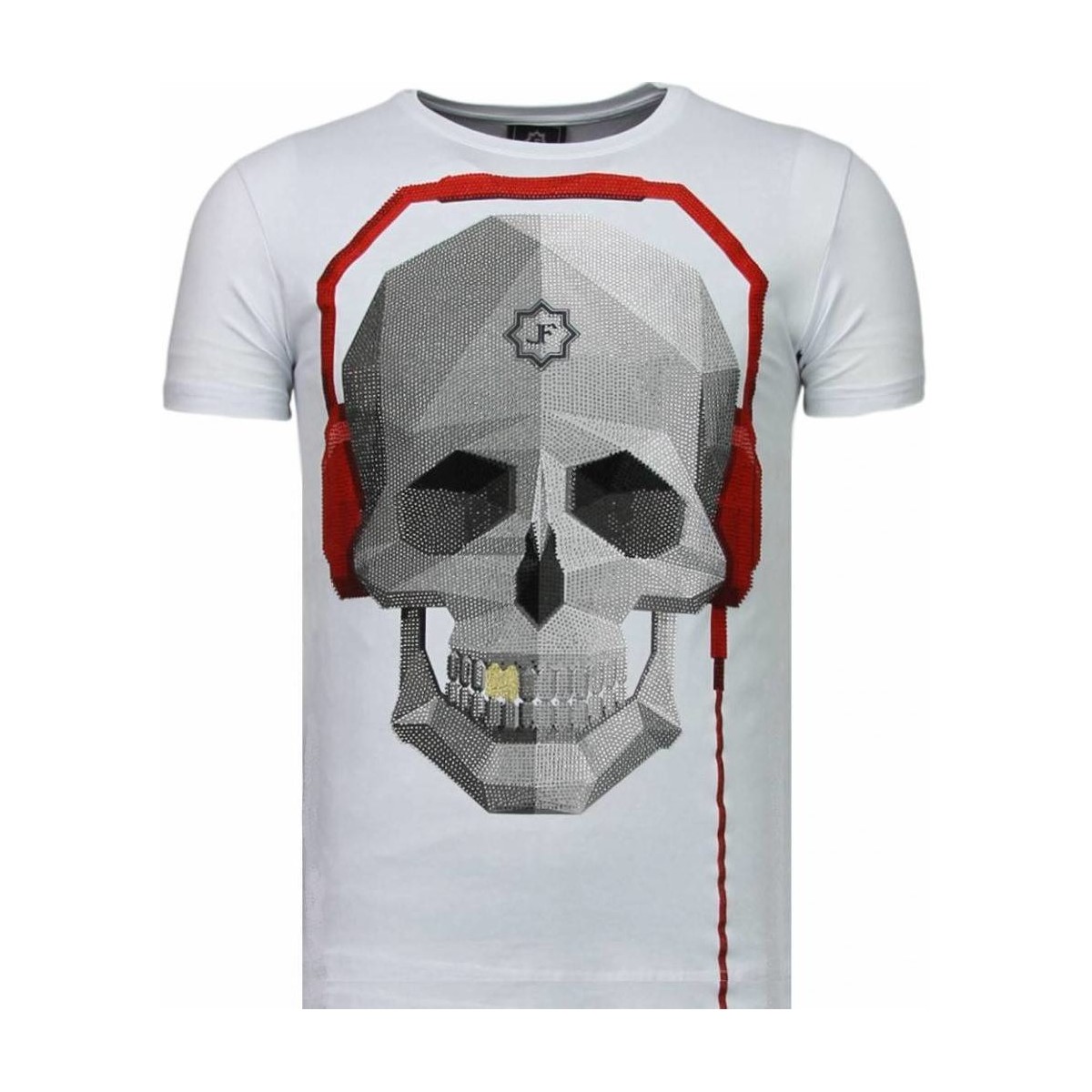 Textiel Heren T-shirts korte mouwen Local Fanatic Skull Bring The Beat Rhinestone Wit