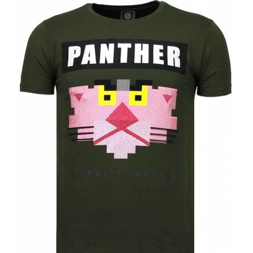 Textiel Heren T-shirts korte mouwen Local Fanatic Panther For A Cougar Rhinestone Groen