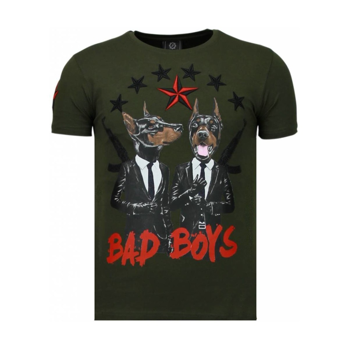Textiel Heren T-shirts korte mouwen Local Fanatic Bad Boys Pinscher Rhinestone Groen