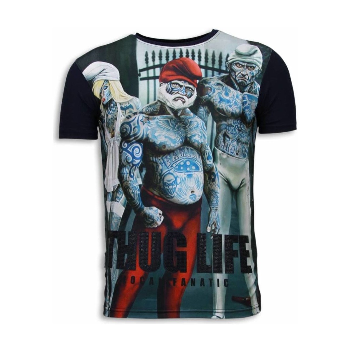 Textiel Heren T-shirts korte mouwen Local Fanatic Thug Life Digital Rhinestone Blauw