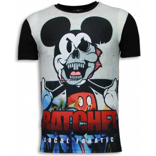 Textiel Heren T-shirts korte mouwen Local Fanatic Ratchet Mickey Digital Rhinestone Zwart