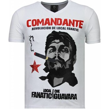 Textiel Heren T-shirts korte mouwen Local Fanatic Che Guevara Comandante Rhinestone Wit