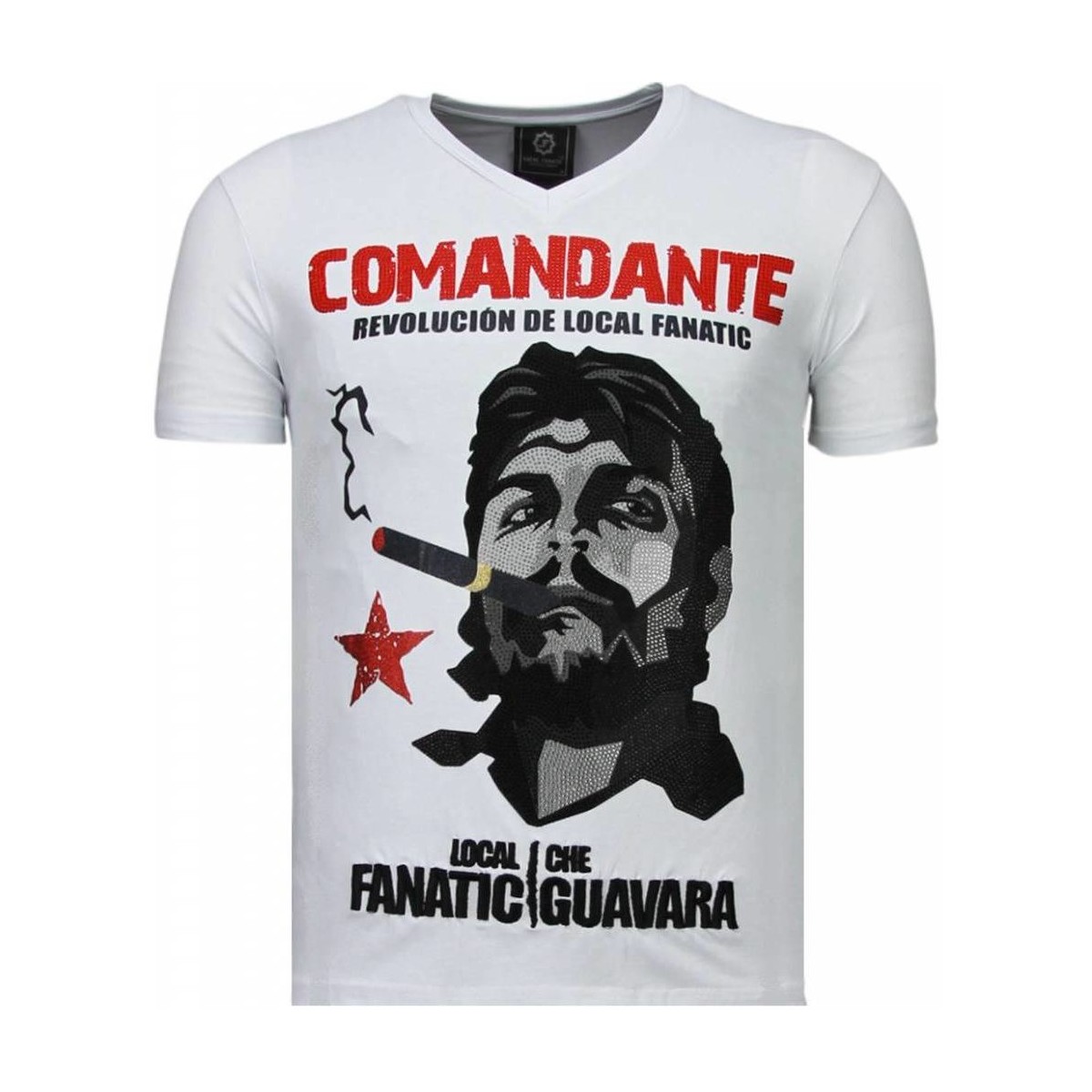 Textiel Heren T-shirts korte mouwen Local Fanatic Che Guevara Comandante Rhinestone Wit