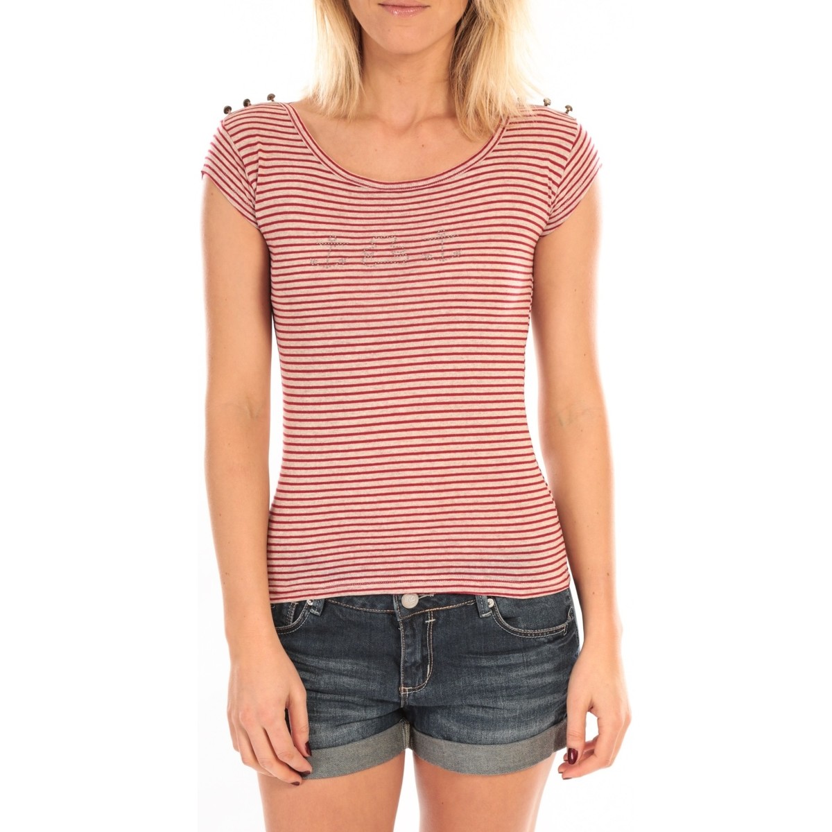 Textiel Dames T-shirts korte mouwen LuluCastagnette T-Shirt Jeny Rayé Rouge Rood