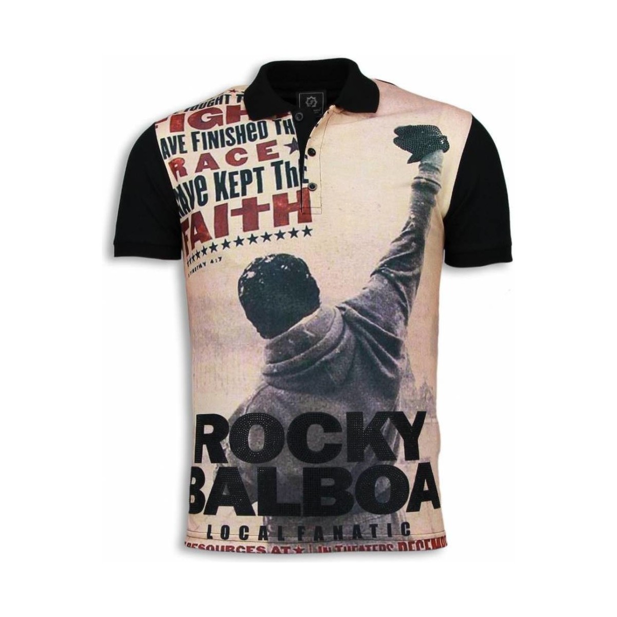 Textiel Heren Polo's korte mouwen Local Fanatic Rocky Balboa The Movie Digital Zwart