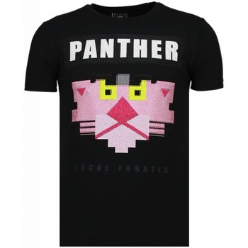 Textiel Heren T-shirts korte mouwen Local Fanatic Panther For A Cougar Rhinestone Zwart