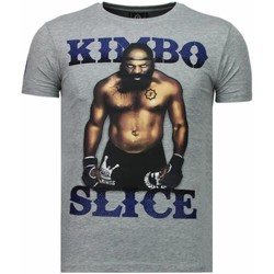 Textiel Heren T-shirts korte mouwen Local Fanatic Kimbo Slice Rhinestone Grijs