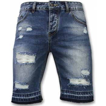 Textiel Heren Korte broeken / Bermuda's Enos Korte Broeken Ripped Shorts Blauw