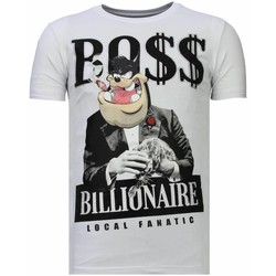 Textiel Heren T-shirts korte mouwen Local Fanatic Billionaire Boss Rhinestone Wit