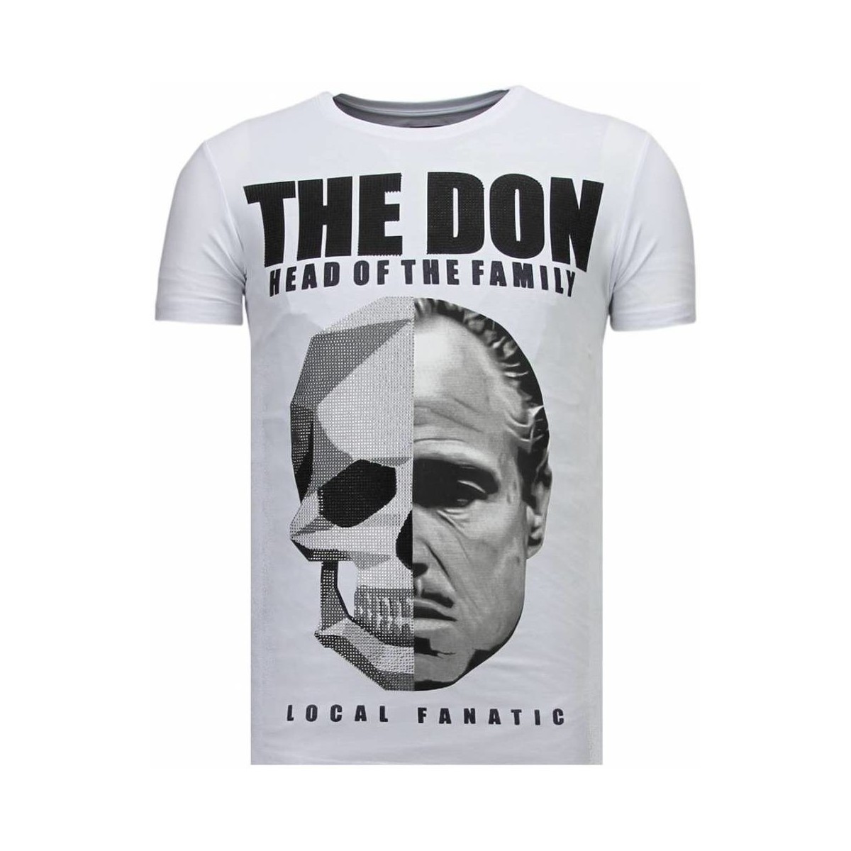 Textiel Heren T-shirts korte mouwen Local Fanatic The Don Skull Rhinestone Wit