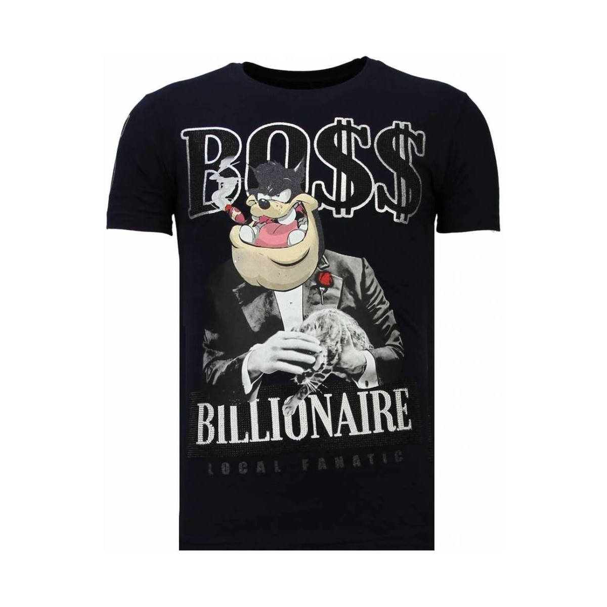Textiel Heren T-shirts korte mouwen Local Fanatic Billionaire Boss Rhinestone Blauw