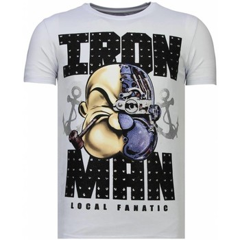 Textiel Heren T-shirts korte mouwen Local Fanatic Iron Man Popeye Rhinestone Wit