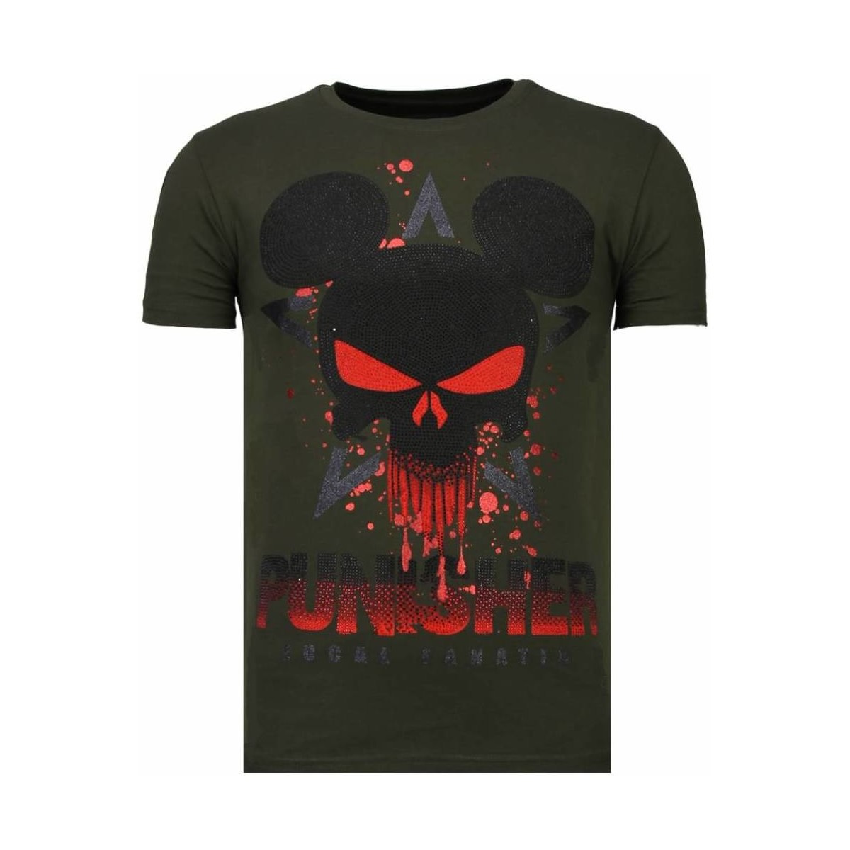 Textiel Heren T-shirts korte mouwen Local Fanatic Punisher Mickey Rhinestone Groen