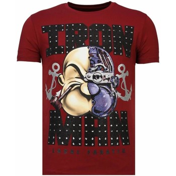 Textiel Heren T-shirts korte mouwen Local Fanatic Iron Man Popeye Rhinestone Bordeaux