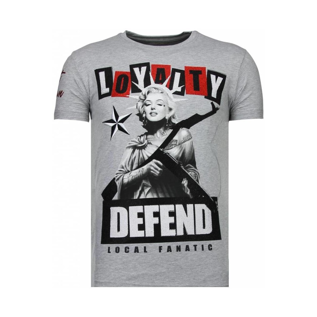 Textiel Heren T-shirts korte mouwen Local Fanatic Loyalty Marilyn Rhinestone Grijs