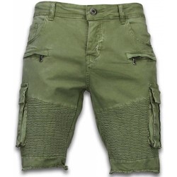 Textiel Heren Korte broeken / Bermuda's Enos Korte Broek Biker Pocket Jeans Groen