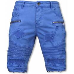 Textiel Heren Korte broeken / Bermuda's Enos Korte Broek Damaged Biker Jeans H Blauw