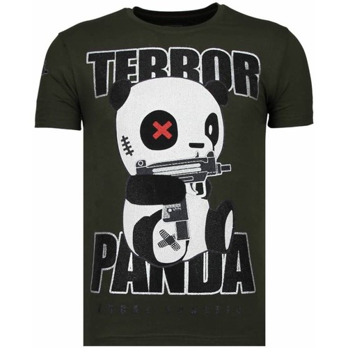 Textiel Heren T-shirts korte mouwen Local Fanatic Terror Panda Rhinestone Groen