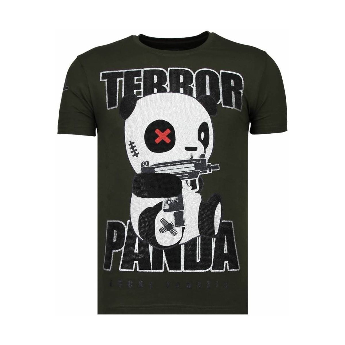 Textiel Heren T-shirts korte mouwen Local Fanatic Terror Panda Rhinestone Groen