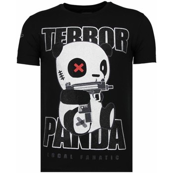 Textiel Heren T-shirts korte mouwen Local Fanatic Terror Panda Rhinestone Zwart