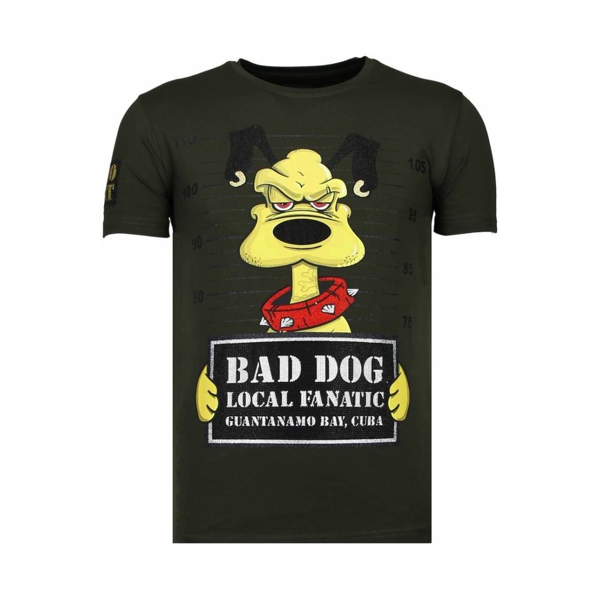 Textiel Heren T-shirts korte mouwen Local Fanatic Bad Dog Rhinestone Groen